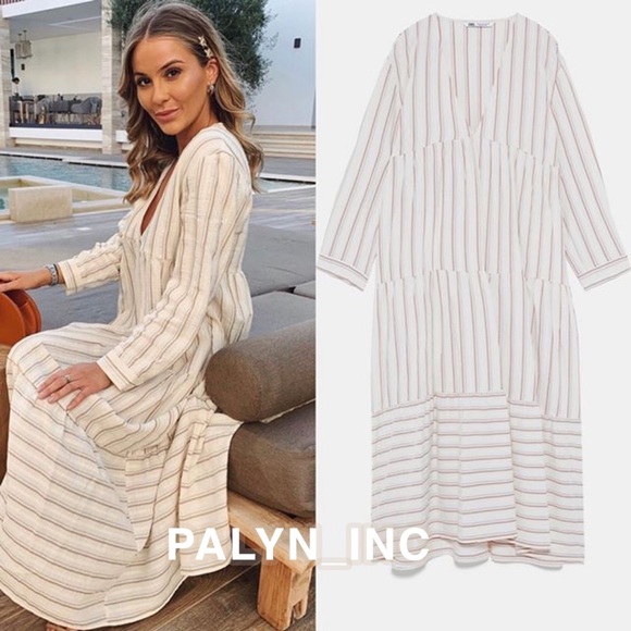 ❤️❤️ZARA STRIPED PRINT TUNIC DRESS ROOMY RUFFLE - Picture 8 of 8